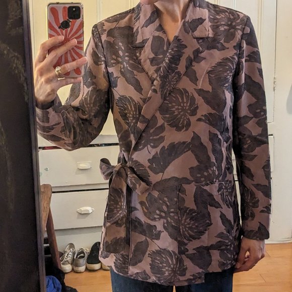 J.Crew Collection - Pink and Black Leaf Print Blazer - Picture 6 of 8